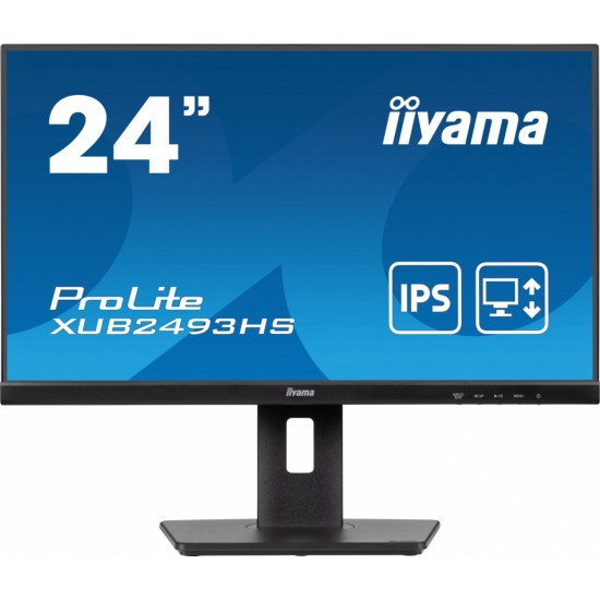 Monitor ProLite 23.8 cala XUB2493HS-B6 A, IPS, HDMI, DP, 2x2W, HAS, 300cd/m2, obrót stopy 120 stopni