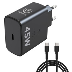 Zasilacz PD45W USB-C uniwersalny do notebooków, smartphonów, tabletów, power banków i innych urządzeń z gniazdem zasilającym USB-C. 