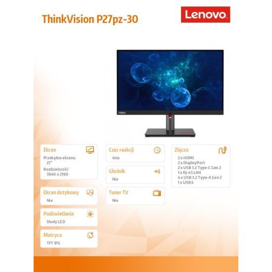 Monitor ThinkVision P27pz-30 27 cali 63E4GAT2EU 