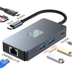 Adapter USB C (7w1) HDMI USB SD/TF RJ45 PD