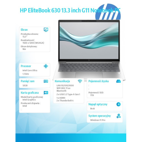 Notebook EliteBook 630 G11 U7-165U 1TB/32GB/W11P/13,3 A37VQET
