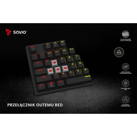 Klawiatura mechaniczna RGB Tempest X2 Outemu Red 