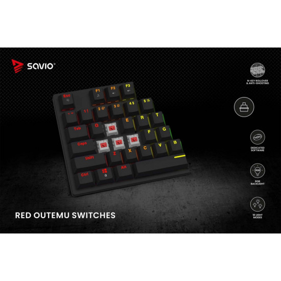 Klawiatura mechaniczna RGB Tempest X2 Outemu Red 