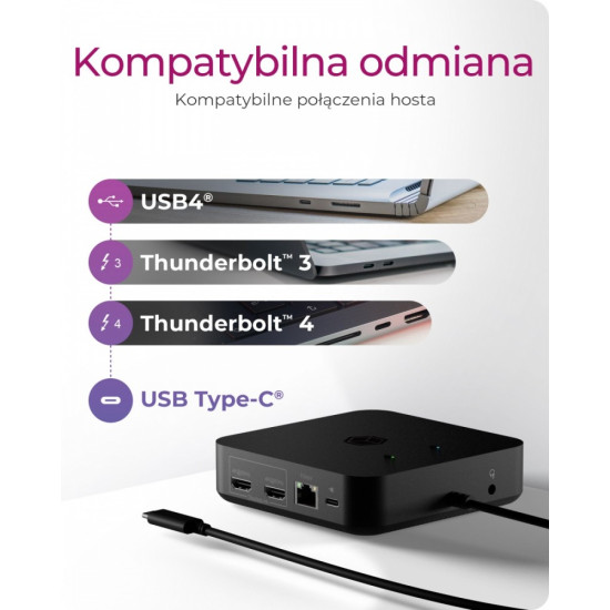 Stacja dokująca IB-DK4090-C 12w1, 3x HDMI,LAN,USB, PD do 100W 
