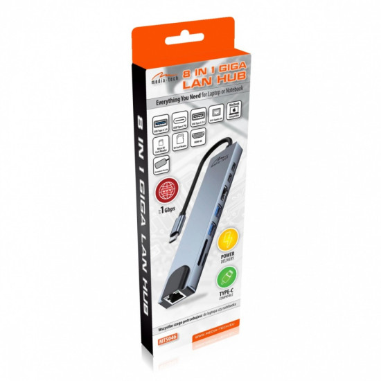 Stacja dokująca 8 IN 1 GIGA LAN HUB MT5046 