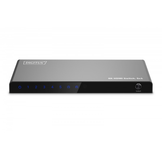 Przełącznik/Switch 8K HDMI 5x1, 60Hz (4:4:4), HDR, HDCP 2.3, pilot, Czarny