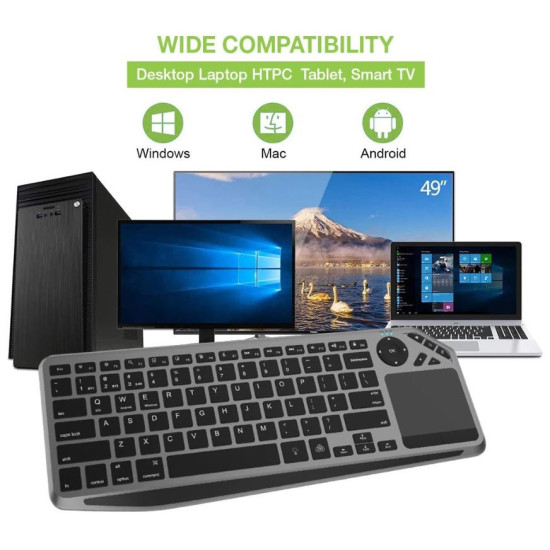 Klawiatura bezprzewodowa BT/RF 2.4GHz touchpad LED 
