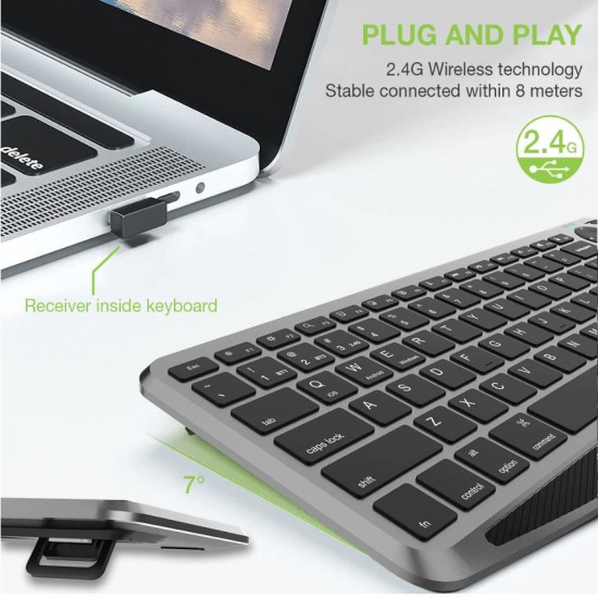 Klawiatura bezprzewodowa BT/RF 2.4GHz touchpad LED 