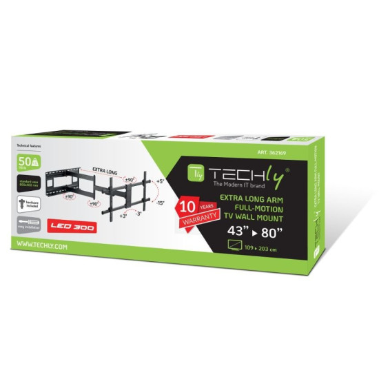 Uchwyt ścienny do TV 43-80 cali 50kg obrotowy uchylny 