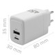 Ładowarka sieciowa 45W GaN | 5-20V | 1.5-3A | 1xUSB-C PD | 1xUSB QC 3.0 | Biała 