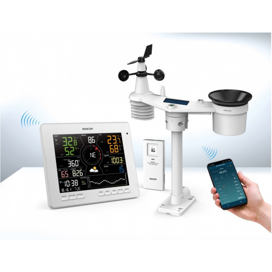 Profesjonalna Stacja meterologiczna wifi SMART z czujnik 7w1 