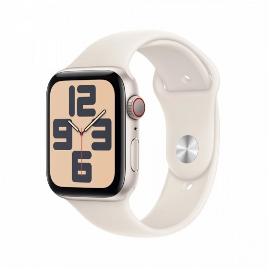Watch SE GPS + Cellular, koperta 40 mm z aluminium w kolorze księżycowej poświaty z paskiem sportowym w kolorze księżycowej poświaty - rozmiar M/L Watch SE GPS + Cellular, koperta 40 mm z aluminium w kolorze księżycowej poświaty z paskiem sportowym w kolorze księżycowej poświaty - rozmiar M/L