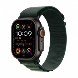 Watch Ultra 2 GPS + Cellular, koperta 49 mm z tytanu w kolorze czarnym z opaską Alpine M w kolorze ciemnozielonym