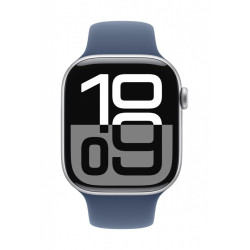 Watch Series 10 GPS, koperta 42 mm z aluminium w kolorze srebrnym z paskiem sportowym w kolorze denim - rozmiar S/M