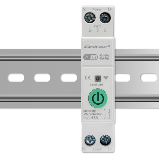 Przekaźnik Wi-Fi 63A na szynę DIN z licznikiem energii elektrycznej | TUYA | SMART LIFE 