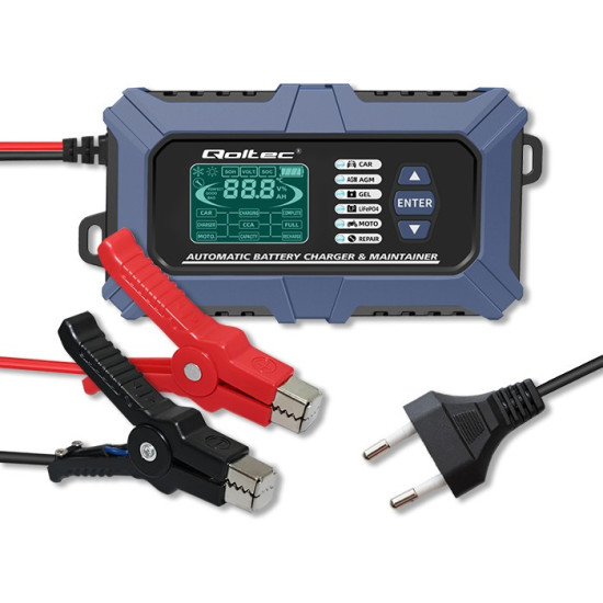Inteligentna mikroprocesorowa ładowarka z testerem baterii i funkcją naprawy 12V | 6A | LCD | Prostownik do akumulatora AGM LiFePO4 GEL 