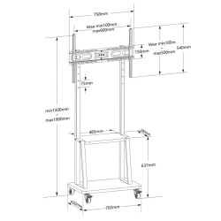 Stojak mobilny  32-70 cali 70kg z półką AV Pivot