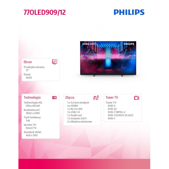Telewizor 77 cali OLED 77OLED909/12