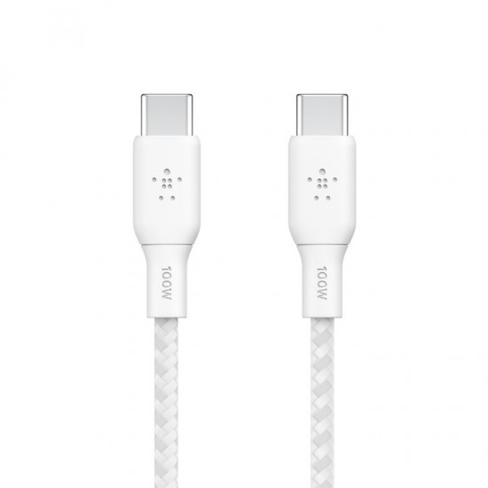 Kabel w oplocie USB-C do USB-C 100W 3m biały