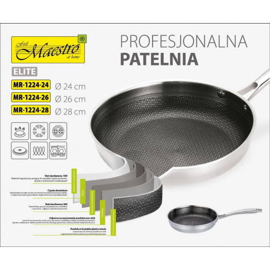 Profesjonalna patelnia 24 cm  MR-1224-24