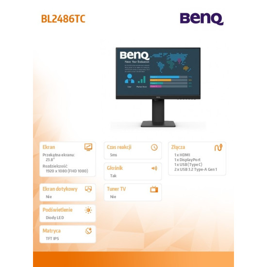 Monitor 23.8 cala BL2486TC LED 4ms/1000:1/IPS/HDMI 