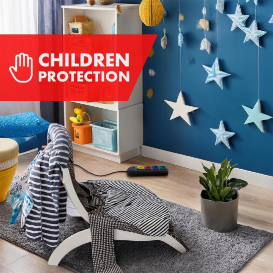 Przedłużacz 1,5m 250VAC 10A 4 gniazda MCE508 B Port USB-C Quick charge 2.0 IP20 