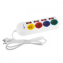 Przedłużacz 4 gniazda 1.5m, USB A/C MCE508 W 