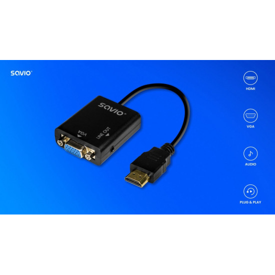 Adapter HDMI-VGA z audio AK-76