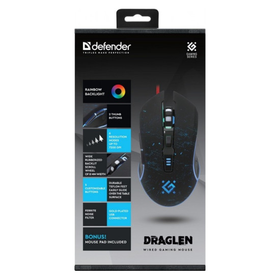 Mysz gamingowa przewodowa DRAGLEN GM-907 7200 DPI