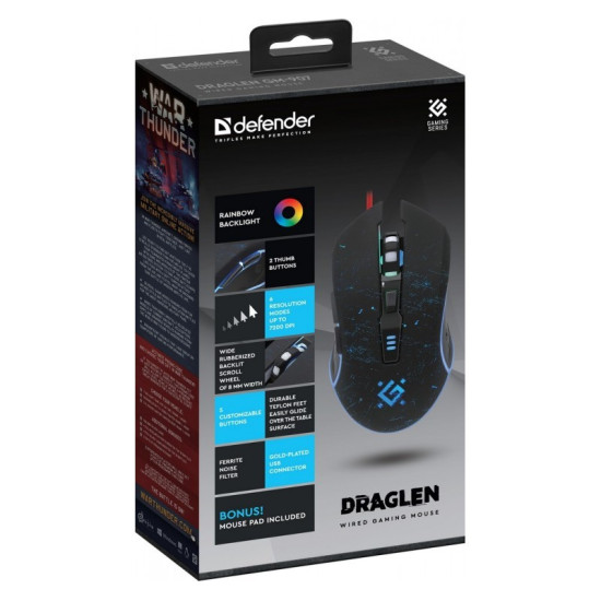 Mysz gamingowa przewodowa DRAGLEN GM-907 7200 DPI
