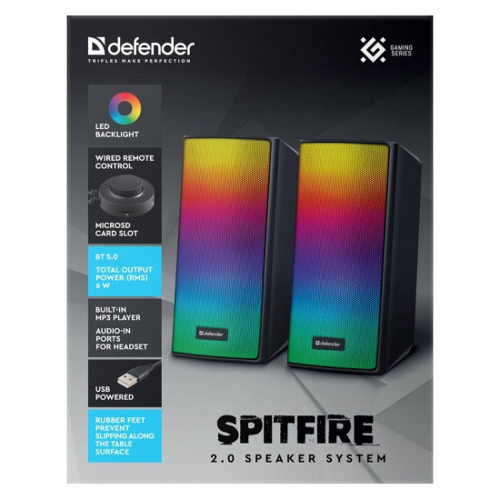Głośniki komputerowe SPITFIRE 2.0 6W LED USB 