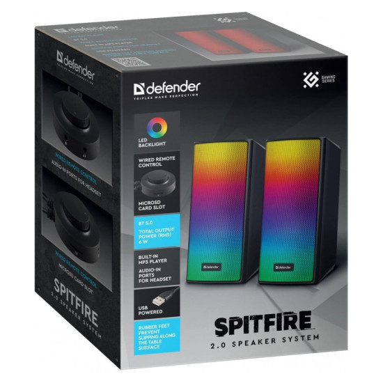 Głośniki komputerowe SPITFIRE 2.0 6W LED USB 