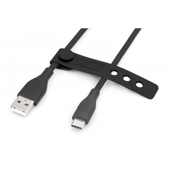 Kabel zasilający silikonowy USB-A - USB-C, USB 2.0 60W, 0,5m Czarny