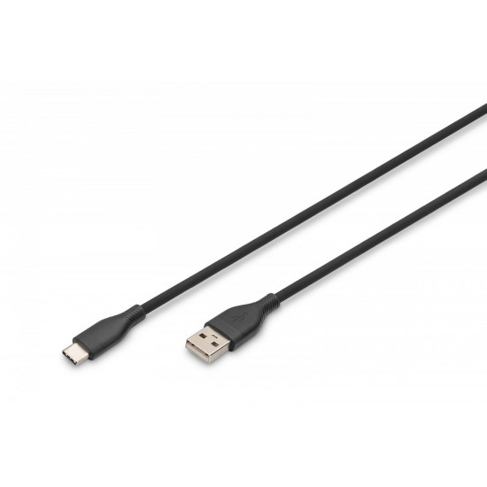 Kabel zasilający silikonowy USB-A - USB-C, USB 2.0 60W, 0,5m Czarny