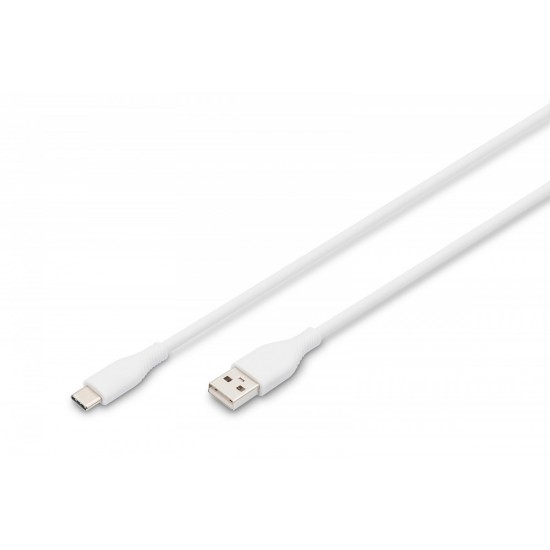 Kabel zasilający silikonowy USB-A - USB-C, USB 2.0 60W, 0,5m Biały