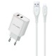 Ładowarka sieciowa GaN PD81L 22,5W USB+USB-C + Kabel USB/Lightning 