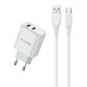 Ładowarka sieciowa GaN PD81T 22,5W USB+USB-C + kabel USB/USB-C 