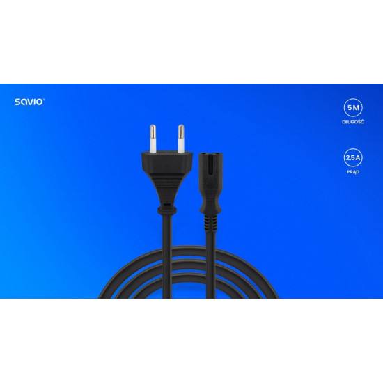 Kabel zasilający 2pin, 5m, CL-185