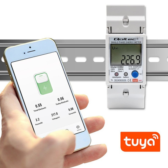 Jednofazowy elektroniczny licznik | miernik zużycia energii na szynę DIN | 230V | LCD | Wi-Fi 
