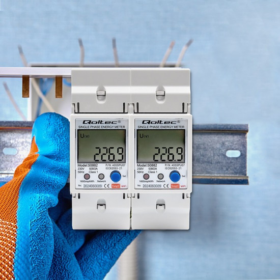 Jednofazowy elektroniczny licznik | miernik zużycia energii na szynę DIN | 230V | LCD | Wi-Fi 