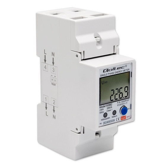 Jednofazowy elektroniczny licznik | miernik zużycia energii na szynę DIN | 230V | LCD | Wi-Fi 