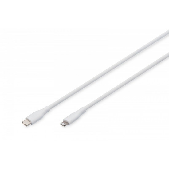 Kabel zasilający silikonowy USB-C - Lightning, USB 2.0 60W, certyfikat MFI, 0,5m Biały