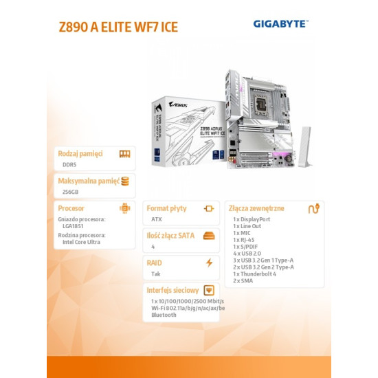 Płyta główna Z890 A ELITE WF7 ICE 