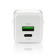 Ładowarka sieciowa GaN 1X USB, 1X USB-C 20W QC3.0 Biała