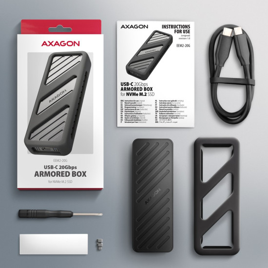 EEM2-20G Obudowa zewnętrzna aluminiowa USB-C 3.2 Gen 2 M.2 NVMe SSD 20Gbps