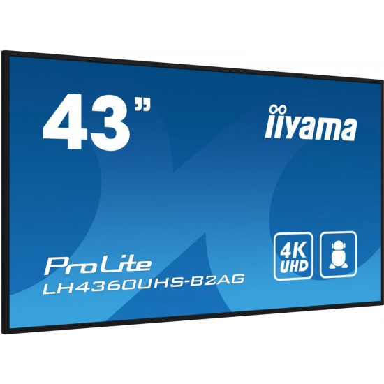 Monitor 43 LH4360UHS-B2A 24/7, 500cd, 4K, VA, Wifi, 6.5ms, 3xHDMI, 2xUSBR, J45, RS-232C