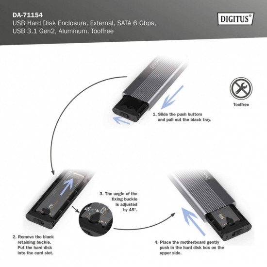Obudowa USB 3.1 Typ C na dysk SSD M.2 SATA 6 Gbps Aluminiowa, beznarzędziowa