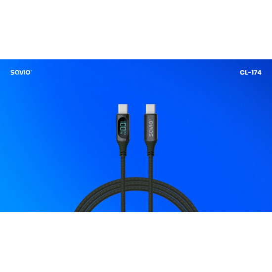 Kabel USB z wyświetlaczem, 100W, CL-174