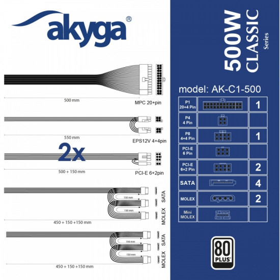 Zasilacz ATX AK-C1-500 500W PRO SERIA                                                                        Zasilac