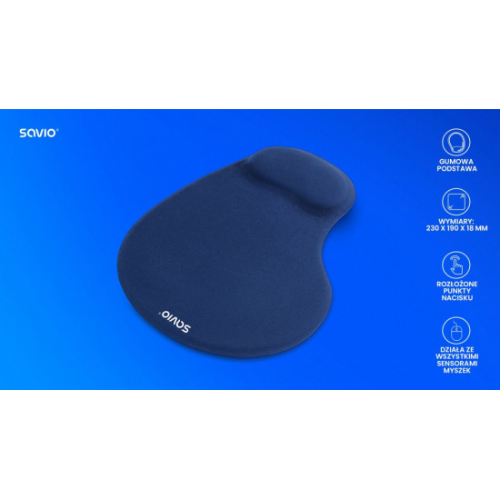Podkładka żelowa pod mysz ciemnoniebieska, MP-01NB
